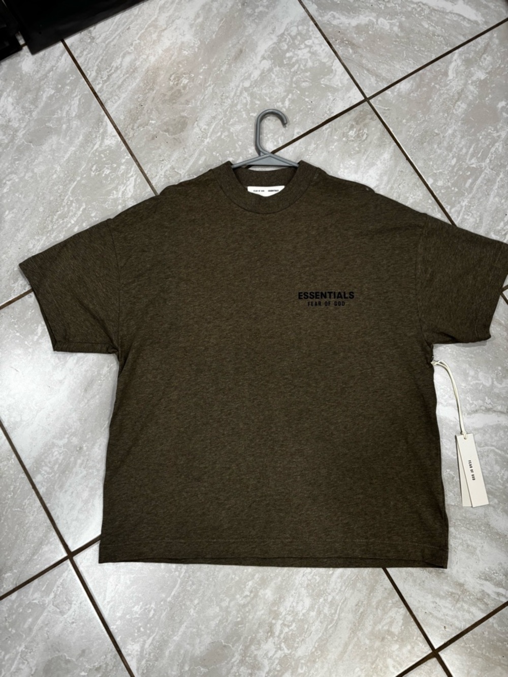ESSENTIALS Olive Green Short Sleeve Logo Tee